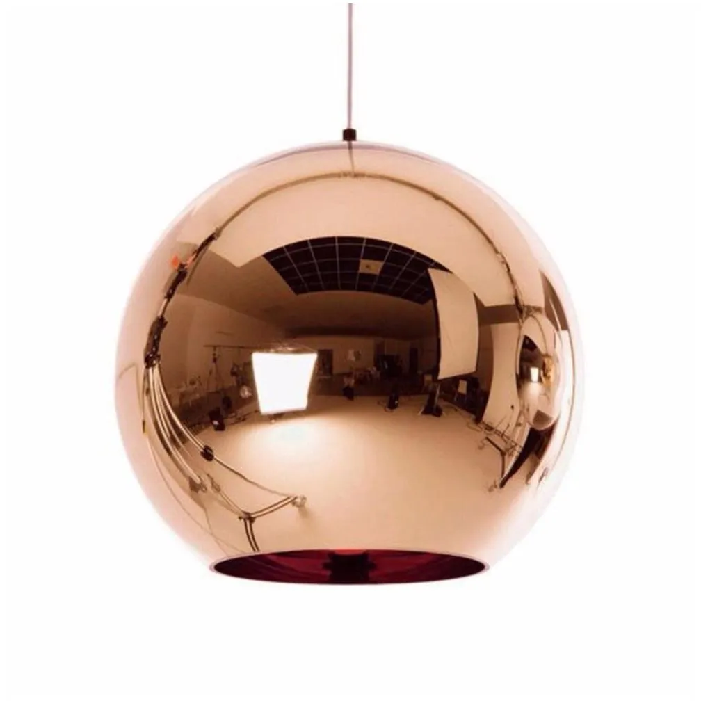 Pendant Lamps Glass Globe Ball Pendant Light Copper Sier Gold Lighting Round Ceiling Hanging Lamp Lampshade Drop Delivery Lights Light Dhsct