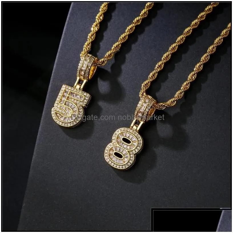 chains necklaces pendants jewelry newbuy baguette numbers twist chain pendant for men women fl iced out cubic zircon hiphop drop drop