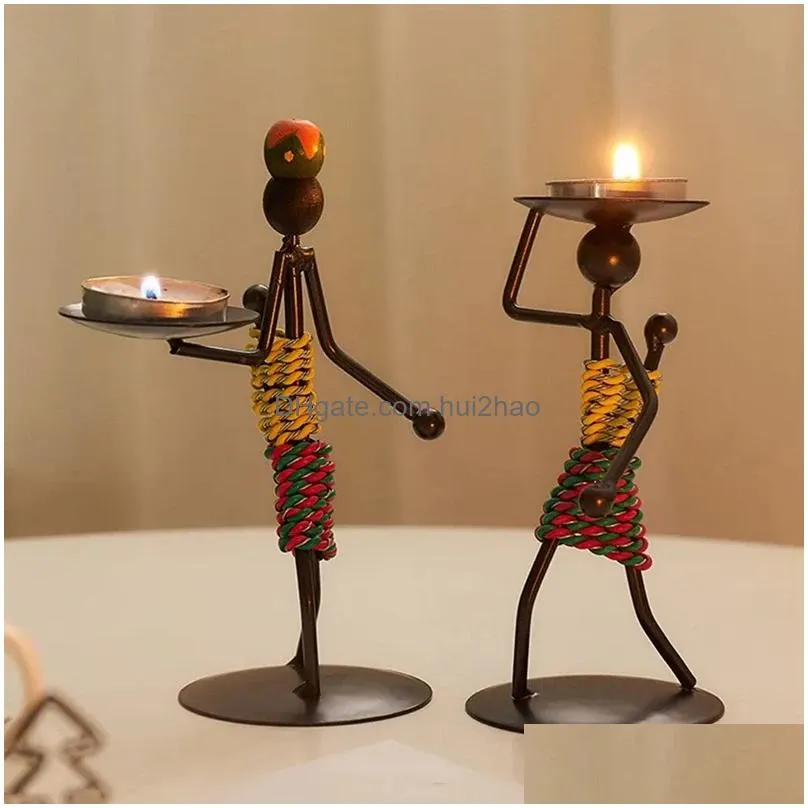 candle holders handmade holder crafts miniature wrought decoration retro durable easy install to use