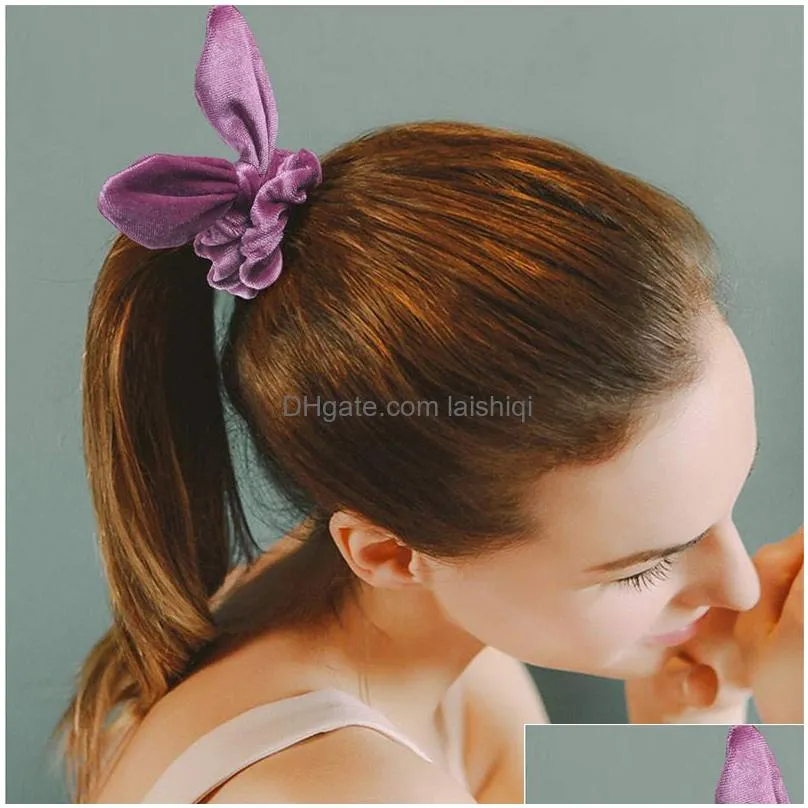 fashion women lovely velvet bow hair bands lovely hair scrunchies girls tie accessories ponytail holder 9 color