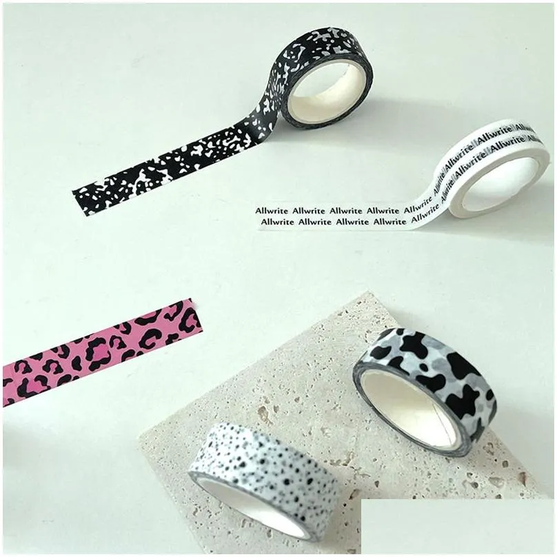 2016 Adhesive Tapes Wholesale Cute Milk Cow Pattern Tapes Leopard Print Tape Decoration Hand Account Album Diary Scrapbooking Diy Mask Dh37H