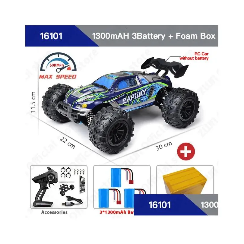 Electric/Rc Car Zwn 1 16 70Km/H Or 50Km/H 4Wd Rc With Led Remote Control High Speed Drift Monster Truck For Kids Vs Wltoys 144001 Toy Dhmbr