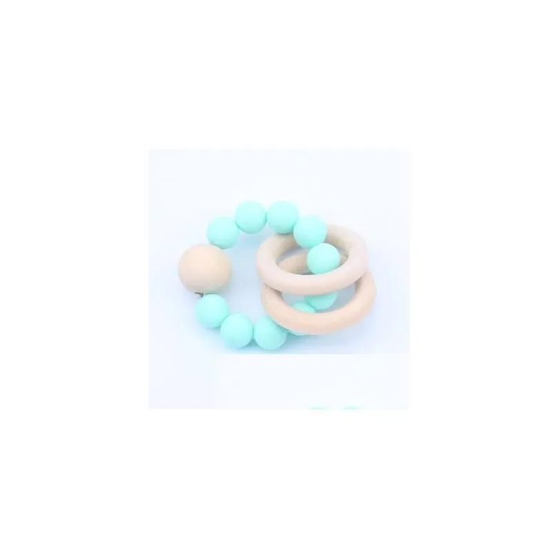 Soothers & Teethers Baby Teether Rings Food Grade Beech Wood Teething Ring Soothers Chew Toys Shower Play Round Wooden Bead Newborn Si Dh5Dr