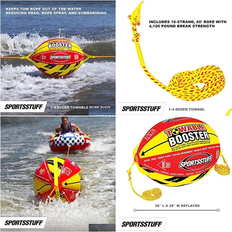 Towing Sportsstuff Booster Ball Towable Tube Rope Performance Drop Delivery Sports Outdoors Water Sports Wakeboarding Waterskiing Dhwci