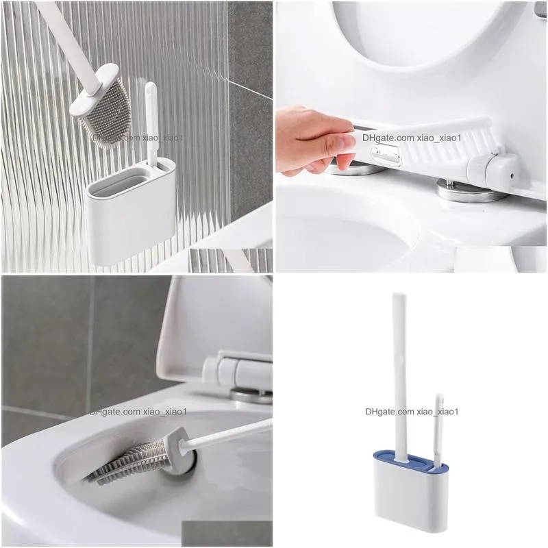 epacket cracked household long handle soft glue toilet brush no dead corner cleaning tpr silicone brush210e7243908