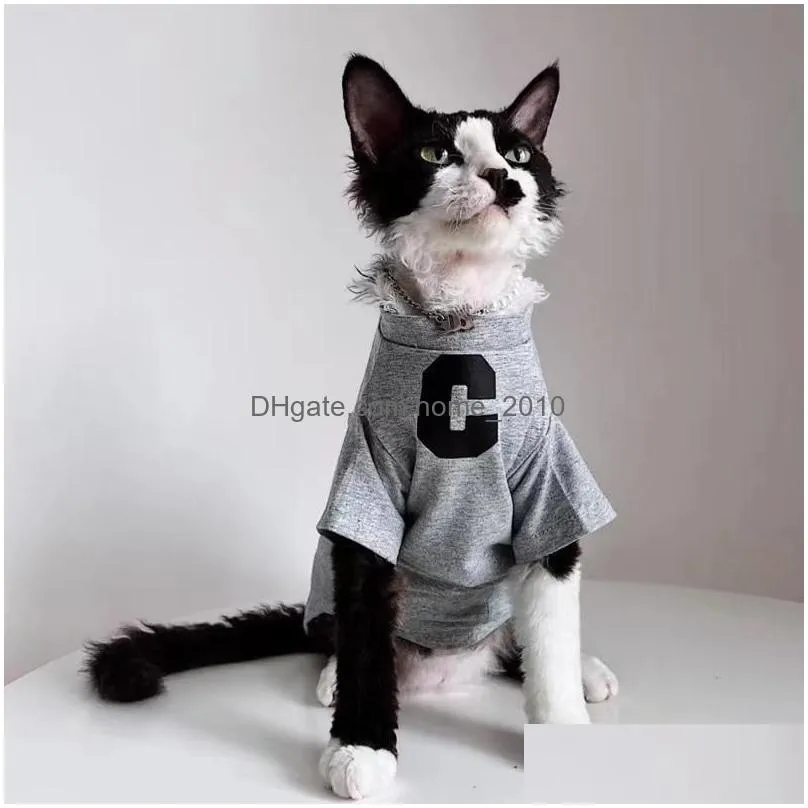 clothing sphynx hairless cat clothing german sphinx trend letter short sleeve tshirt cotton breathable thin pet cloth