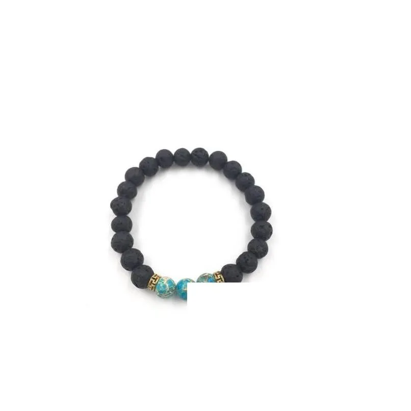 Beaded Black Lava Volcanic Stone 7 Chakra Bracelet Natural Yoga Healing Reiki Prayer Nce Buddha Drop Delivery Jewelry Bracelets Dhfqx