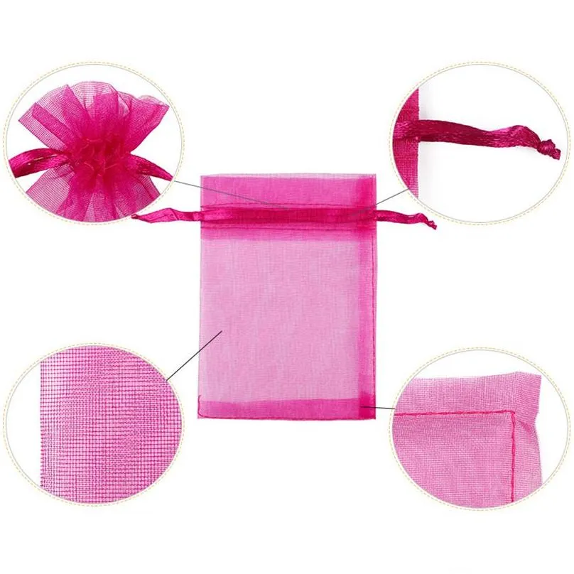 Gift Wrap Sheer Organza Dstring Gift Bags Jewelry Party Wedding Baby Shower Favor Mesh Small Pouch Wrap Ew0098 Drop Delivery Home Gard Dhy2T