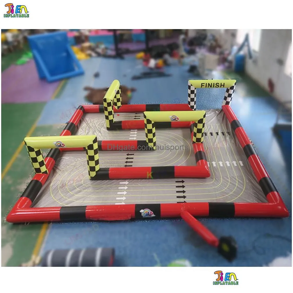  ship outdoor activities kids 12.1x8.9x1.89mh custom made inflatable go kart track bumper car race track for sale