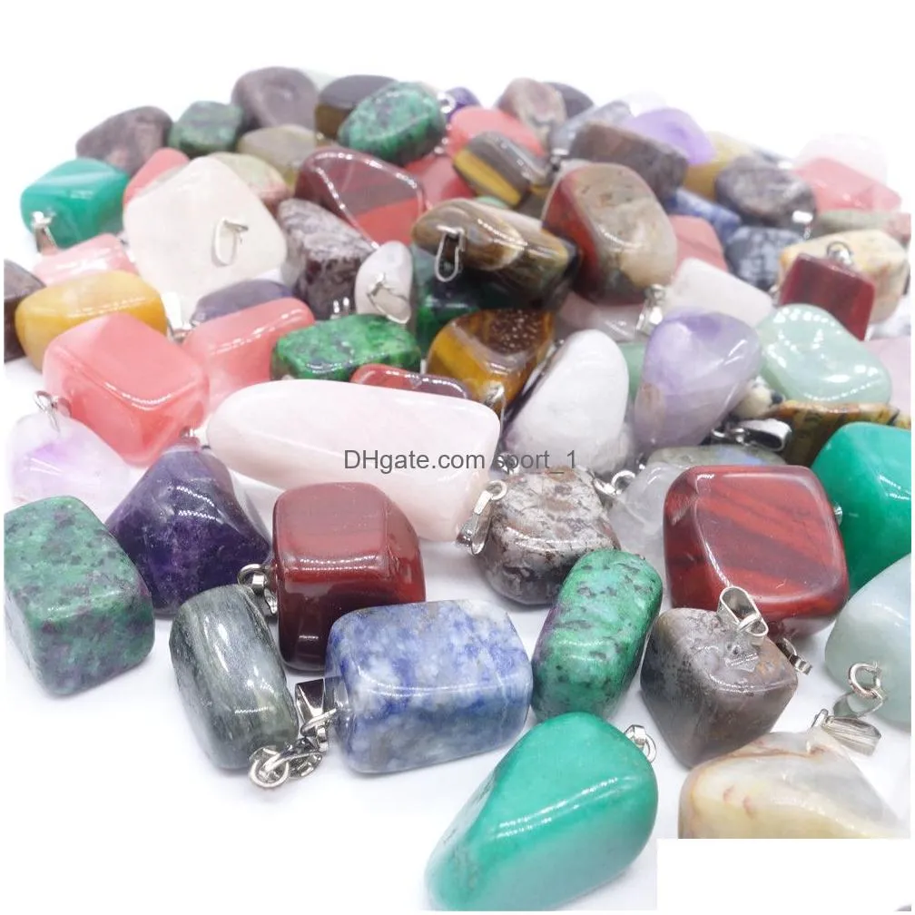 wholewhole 36pcslot mixed point natural stone crystal cornelian irregular shape charms pendants necklace jewelry suspens8382205