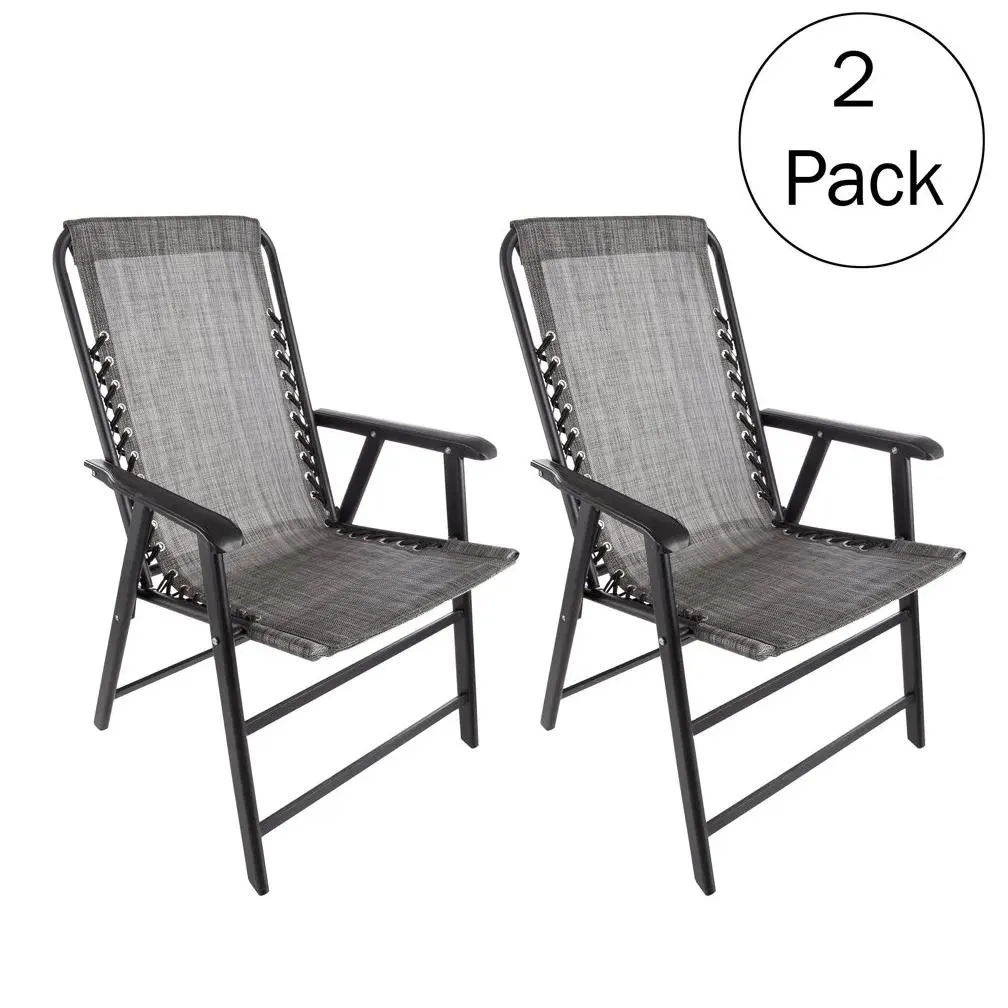 Camp Furniture Portable Folding Cam Chairs With Textilene Fabric And Bungee Suspension Gray Set Of 2 Drop Delivery Sports Outdoors Cam Dh561