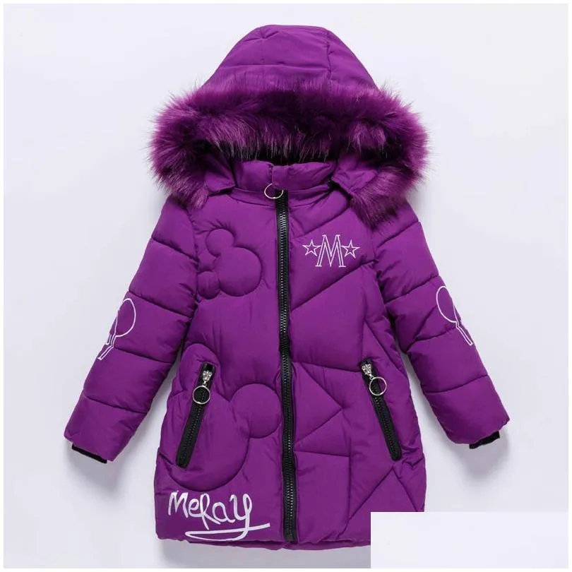 Down Coat Girls Down Jacket Childrens Winter Clothing Kids Warm Thick Coat Windproof For Girl Cartoon Parka Outerwear Drop Delivery Ba Dh6Zu