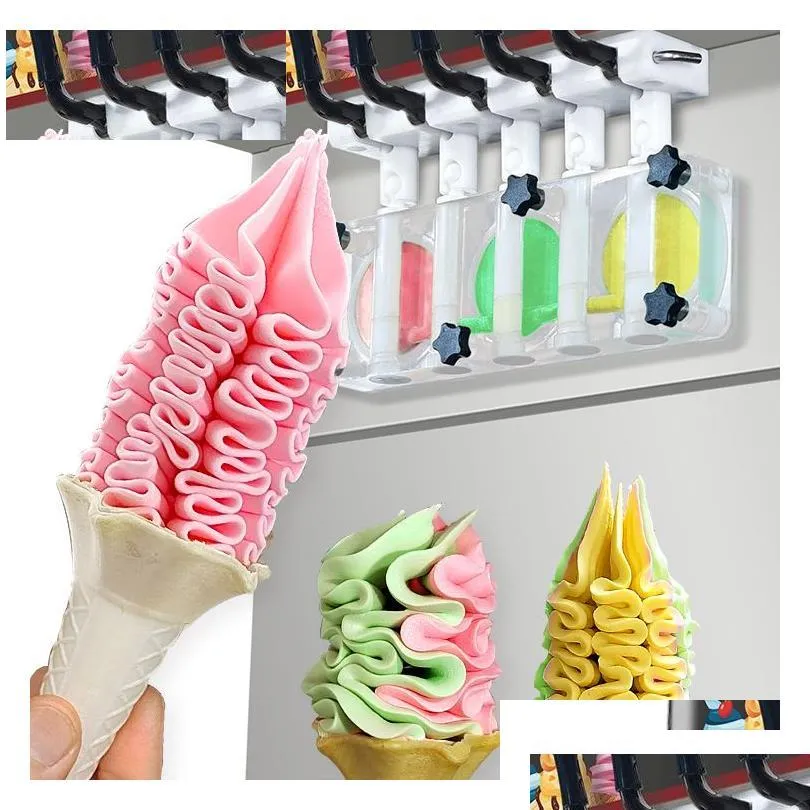 Other Kitchen, Dining & Bar Etl Commercial 5 Flavours Soft Serve Ice Cream 3Add2 Mixed Flavors Hine Maker 35-40L/Hour With Refrigerate Dhjct