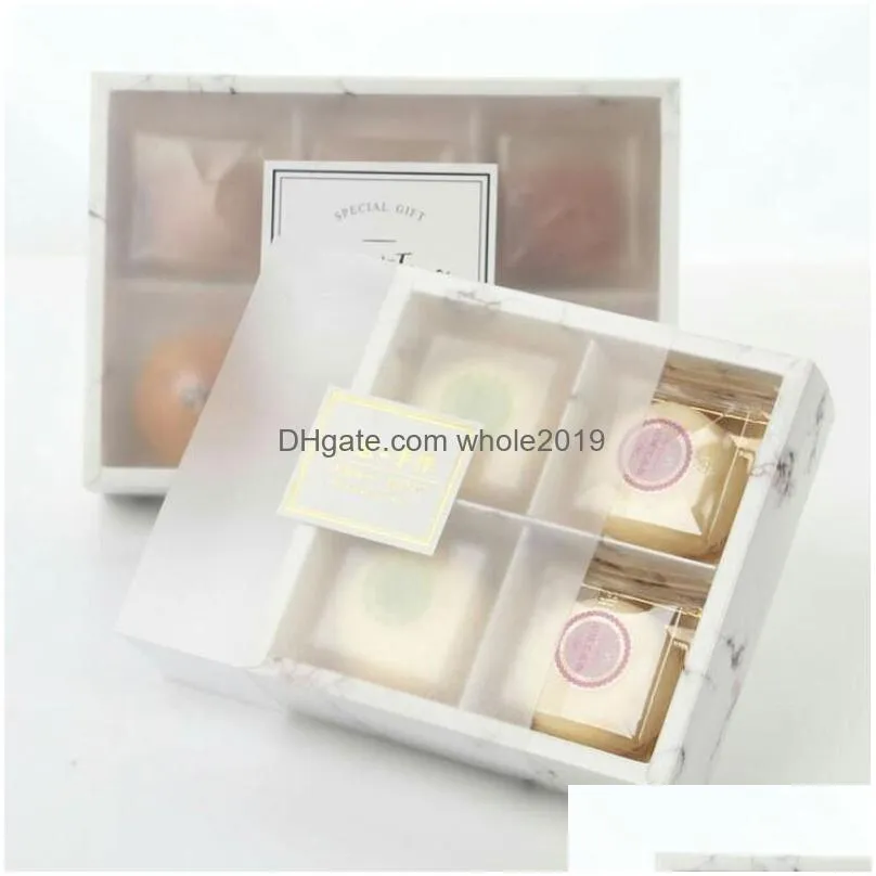 Gift Wrap 100Pcs/Lot Transparent Frosted Cake Box Dessert Arons Mooncakes Boxes Pastry Packaging Drop Delivery Home Garden Festive Par Dhbal