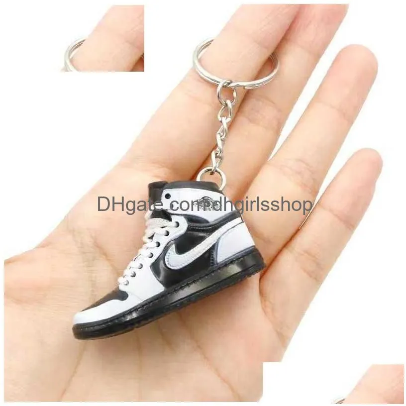 Keychains & Lanyards Keychains Lanyards Emation 3D Mini Basketball Shoes Three Nsional Model Keychain Sneakers Couple Souvenir Mobile Dhptx