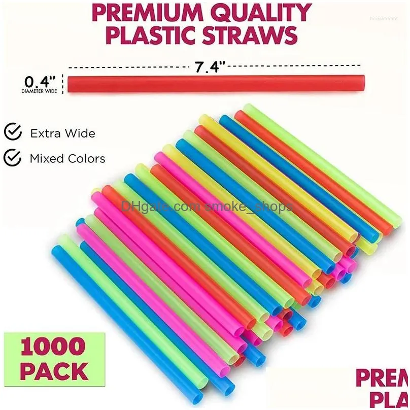 disposable cups straws plastic 1000pcs individually packed large colorful boba bubble tea milkshake straw kitchen bar accessories