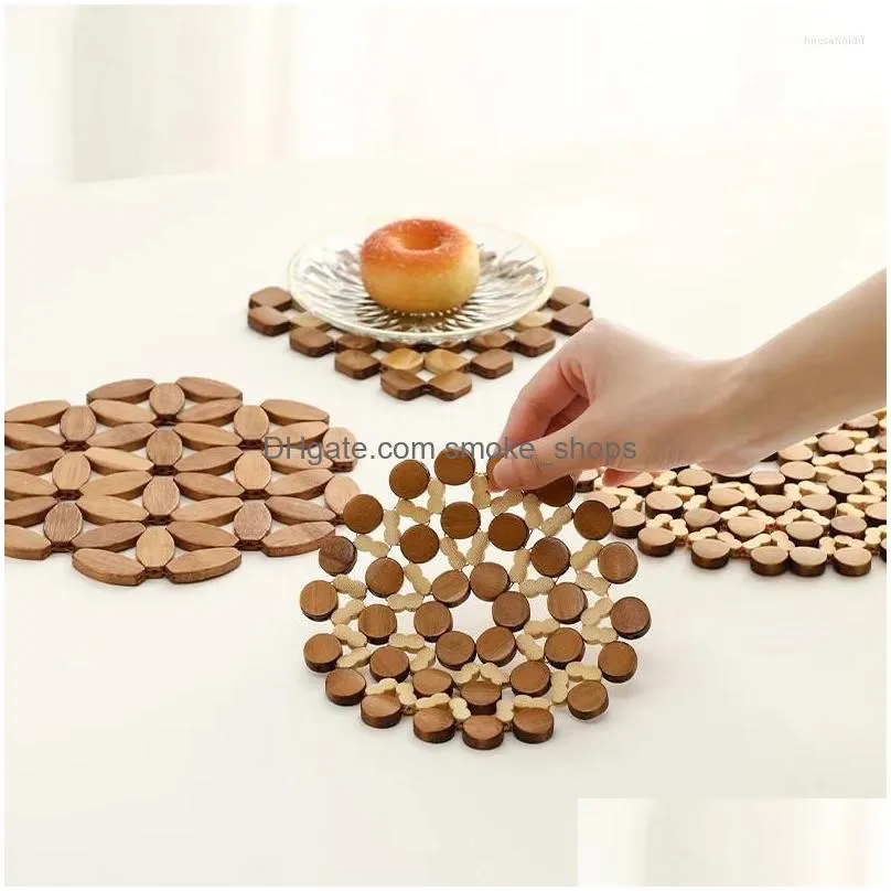 table mats bamboo heat insulation mat household dinner plate casserole dining non-slip pot square round bowl