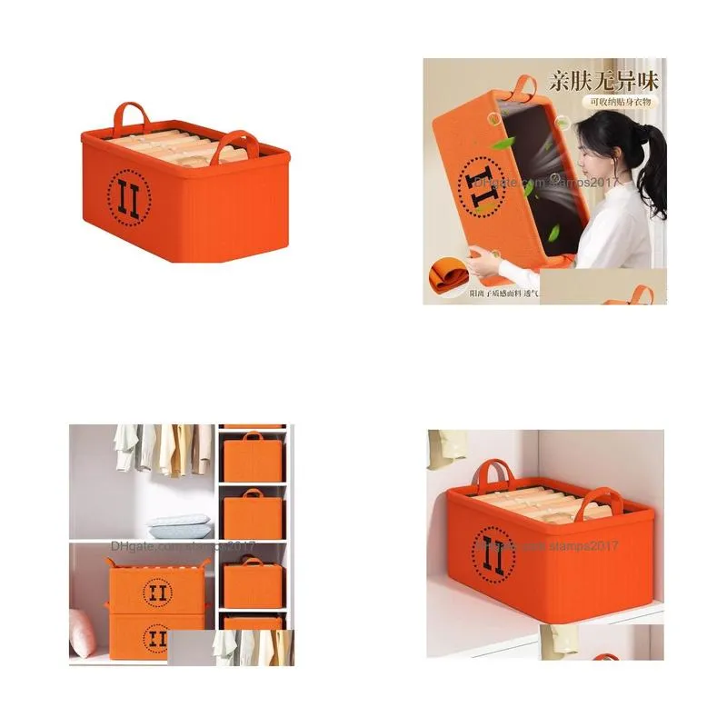 storage basket cotton linen eva thickened fold wardrobe storage basket clothes socks sundries storage box