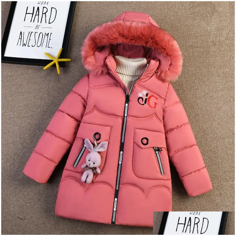 Down Coat Girls Down Jacket Childrens Winter Clothing Kids Warm Thick Coat Windproof For Girl Cartoon Parka Outerwear Drop Delivery Ba Dh6Zu