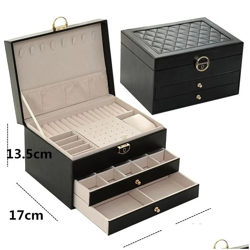 jewelry boxes we box with watch pillow 3layer large capacity casket organizer earring holder storage 230515