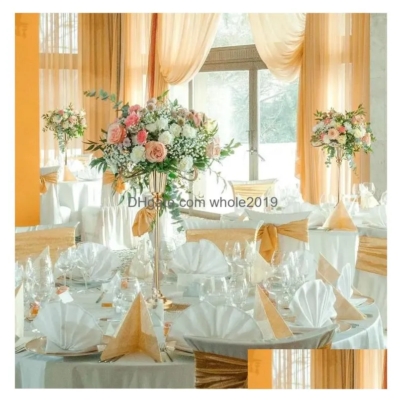 Party Decoration 10 Pcs Gold Flower Vase For Wedding Centerpiece Decorative Tabletop Metal Trumpet Floral Stand Christmas Reception An Dh0Gu