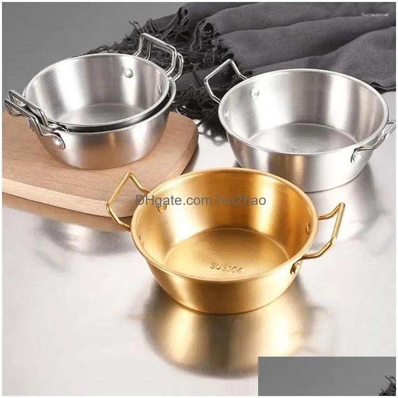 plates 1pcs with handle stainless steel bowl serving korean cuisine sauce seasoning dish gold silver kitchen tableware