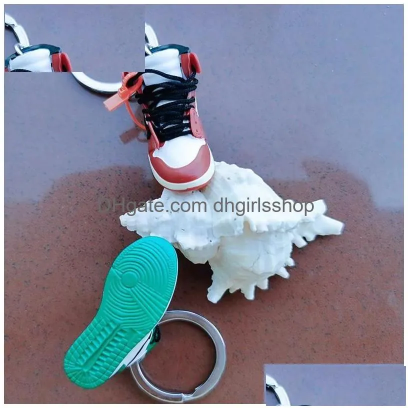 Keychains & Lanyards Keychains Lanyards Simation 3D Sneakers Keychain Fun Mini Pu Basketball Shoes Keyring Diy Finger Skateboard Acce Dh3Vl