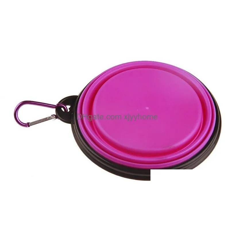 Dog Bowls & Feeders Portable Collapsible Pet Dog Cat Feeding Bowls With Buckle Compact Outdoor Travel Sile Feeder Wholesale Drop Deliv Dhrw8