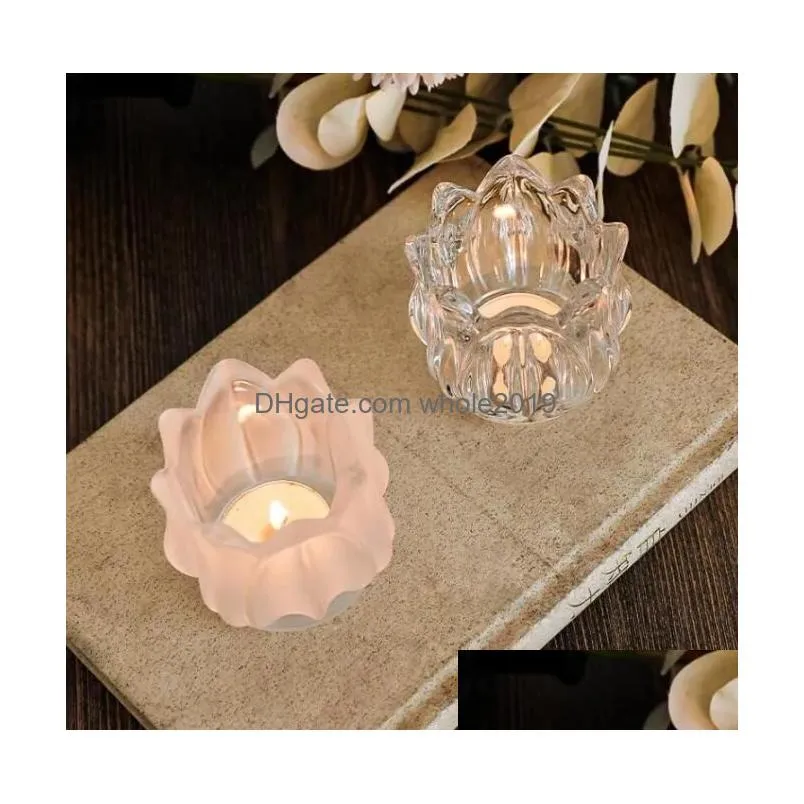 Candle Holders Tip Flower Glass Candle Holder Crystal Wedding Decoration 2.5 Inch High And Caliber Sea Drop Delivery Home Garden Home Dhdvj