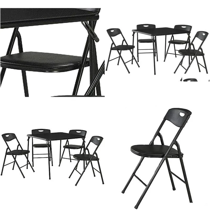 Camp Furniture Cosco 5 Piece Folding Table And Chair Set Black Fold Out Drop Delivery Sports Outdoors Camping Hiking Hiking And Campin Dhehg