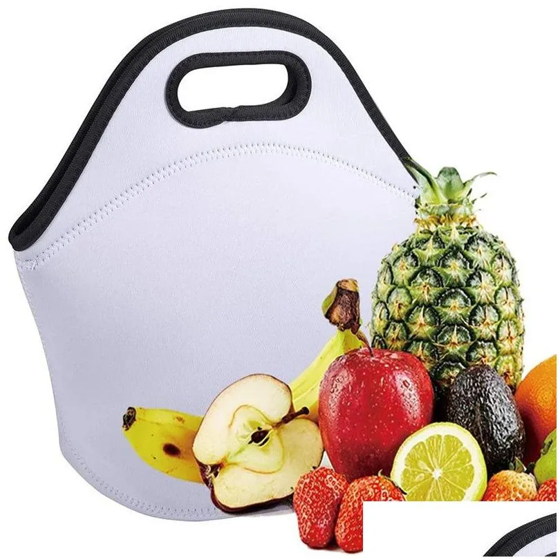 Lunch Bags Sublimation Neoprene Lunch Bags Blanks Heat Press Outdoor Picnic Tote Bag Diy Drop Delivery Home Garden Housekeeping Organi Dhtwx