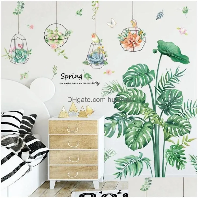 wall stickers diy decal plant tropical leaves decoration for living room bedroom hallway fridge