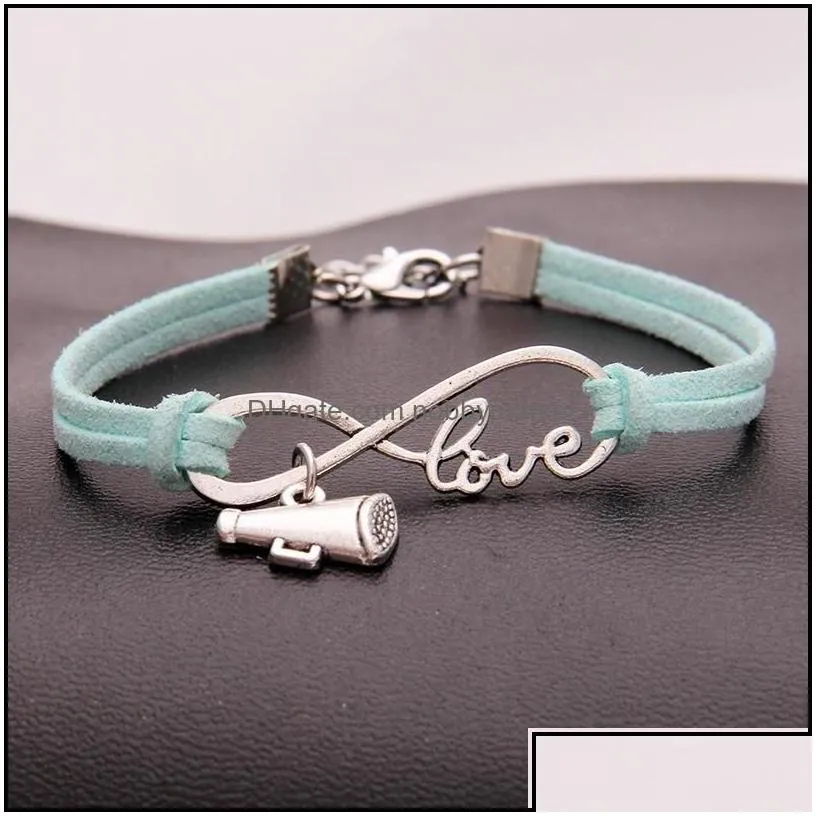 charm bracelets jewelry cheer leader horn wish infinity love veet rope wrap bangle for women men luxury sports gift drop delivery 2021