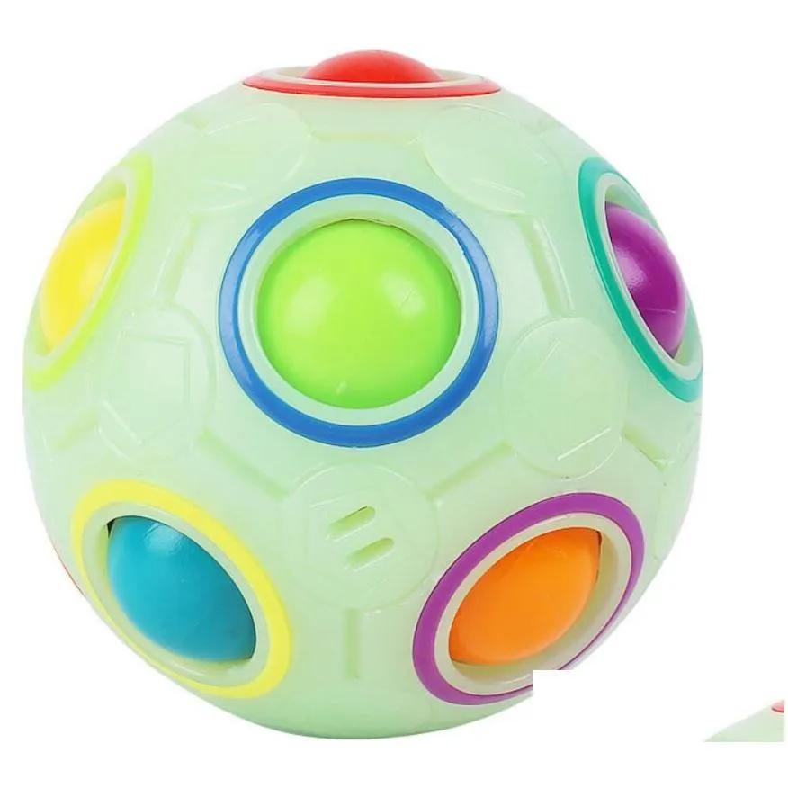 Decompression Toy Fidget Toy Adt Rainbow Ball Decompression Rotating Spinner Puzzle Round Twee Hole Mixed Color Magic For Children Chr Dhpa2