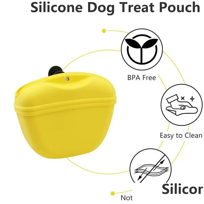 Dog Training & Obedience Sile Portable Dog Training Treat Bag Puppy Snack Reward Waist Feed Pouch Pocket Food Storage Magnetic Closure Dhnle