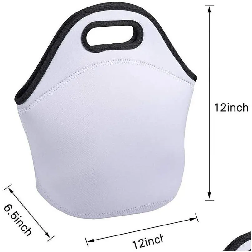 Lunch Bags Sublimation Neoprene Lunch Bags Blanks Heat Press Outdoor Picnic Tote Bag Diy Drop Delivery Home Garden Housekeeping Organi Dhtwx