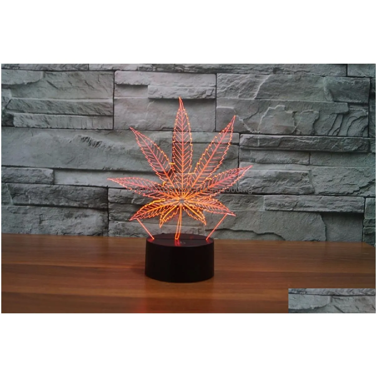 leaf 3d illusion led lamp night light 7 rgb colorful usb powered 5th battery bin touch button drop gift box wholesale