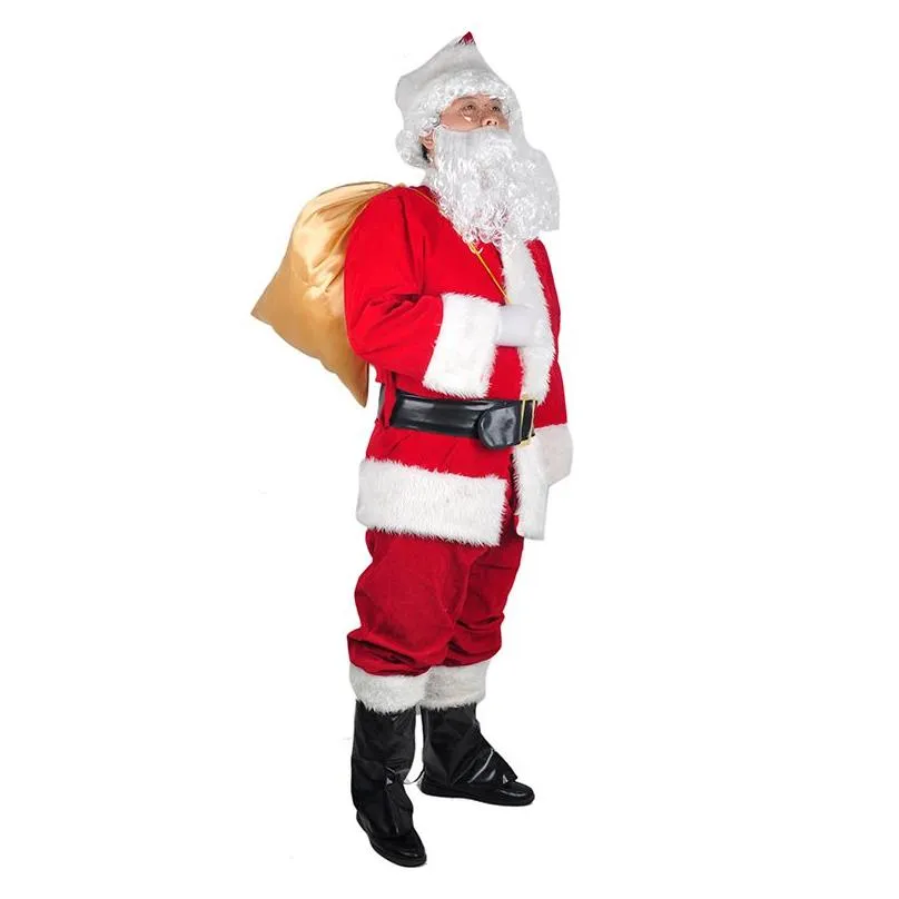 Christmas Decorations A Fl Set Of Christmas Santa Claus Costumes Hat For Adts Blue Red Clothes Costume Suit Drop Delivery Home Garden Dh0Ro