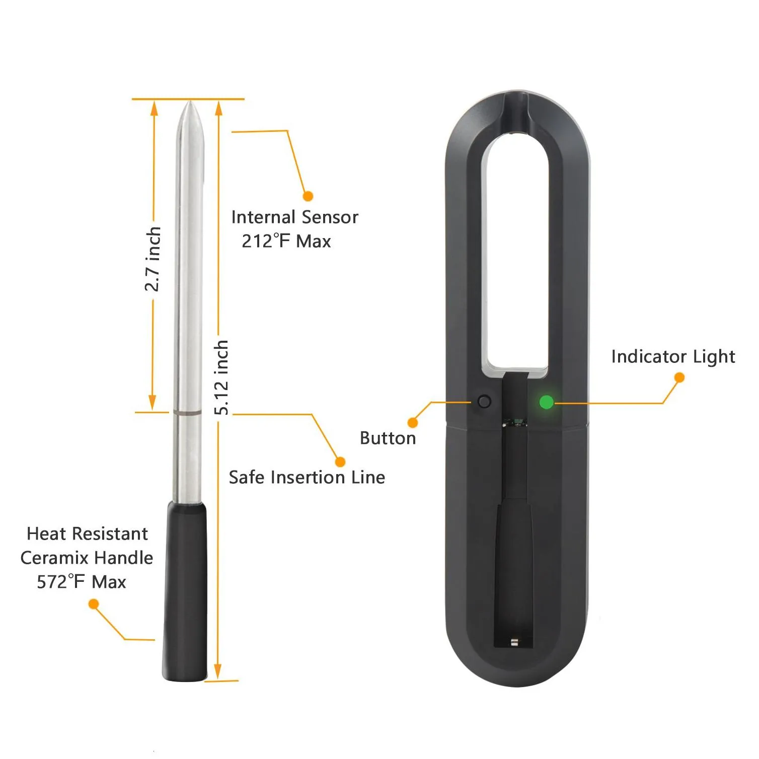 Bbq Tools & Accessories Bbq Tools Accessories Meat Thermometer Wireless For Oven Grill Smoker Rotisserie Bluetooth Connect Digital Kit Dhmqy