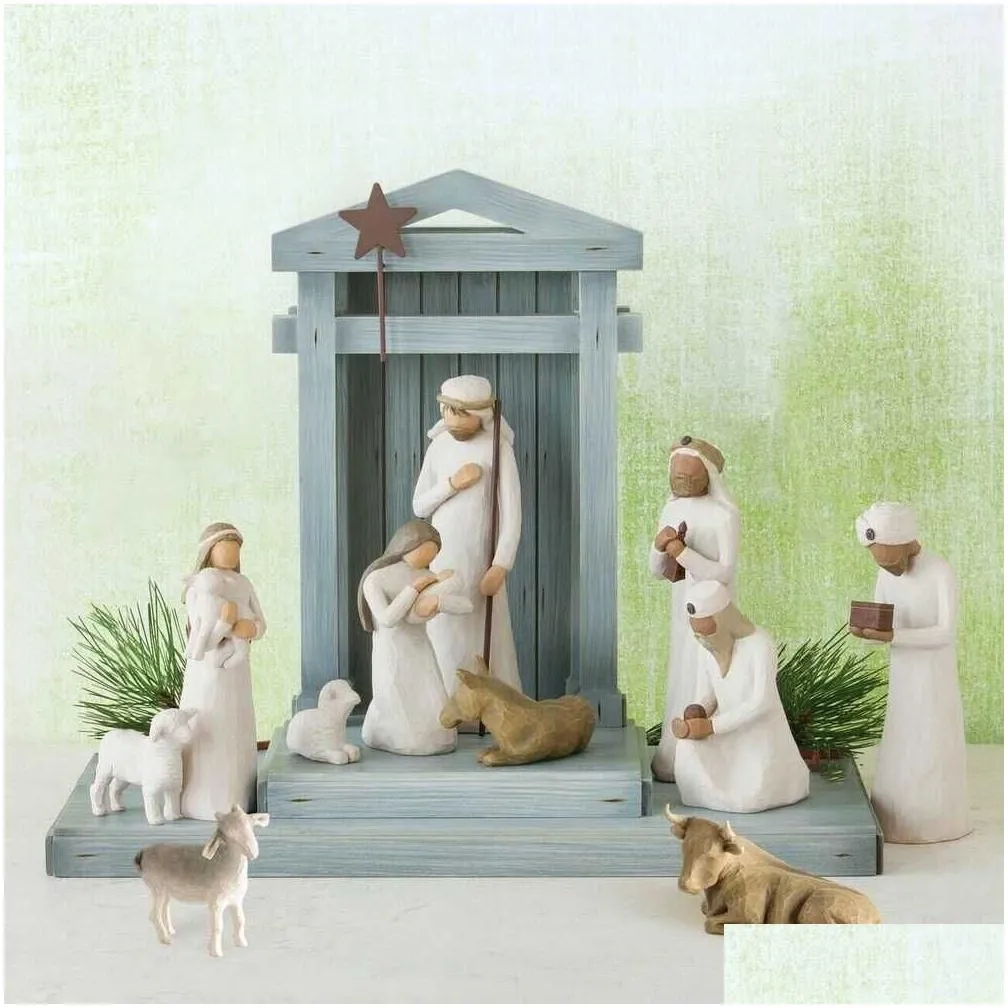 novelty items willow tree nativity figures statue hand painted decor christmas gift g230520