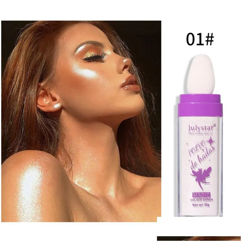 Bronzers & Highlighters High Gloss Flash Film Patting Powder To Brighten The Whole Skin Glossy For Natural Three-Nsional Facial Repair Dhdni