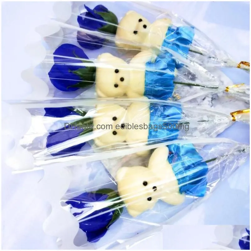 single bear soap flower bear simulation rose single branch artificial flower for teachers valentines day gift promotion toys