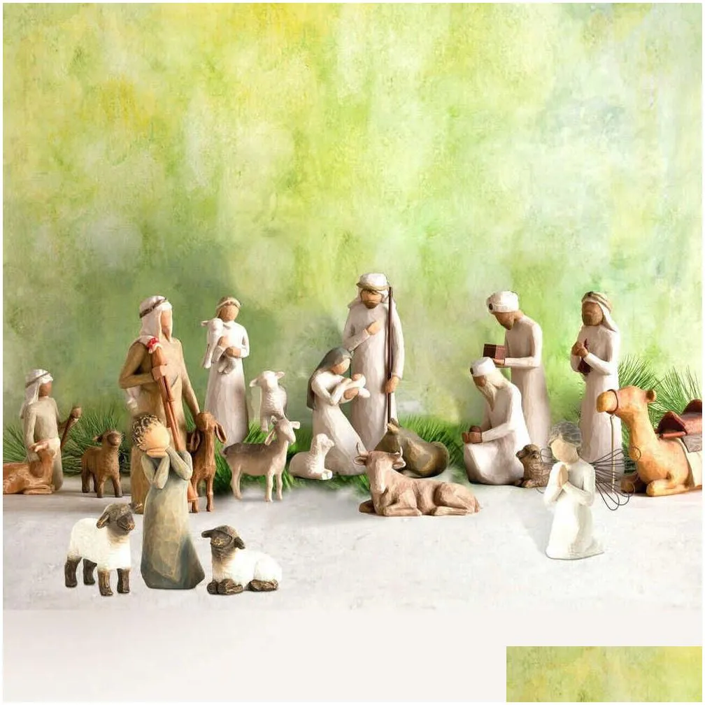 novelty items willow tree nativity figures statue hand painted decor christmas gift g230520