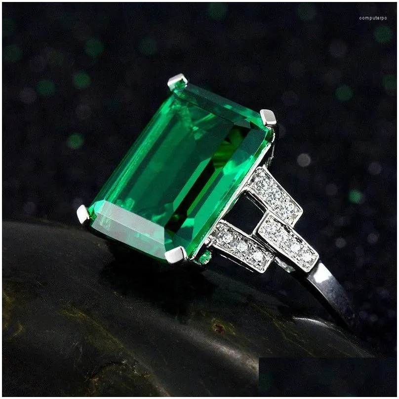 wedding rings fashion green created stone ring for women engagement size 6-10