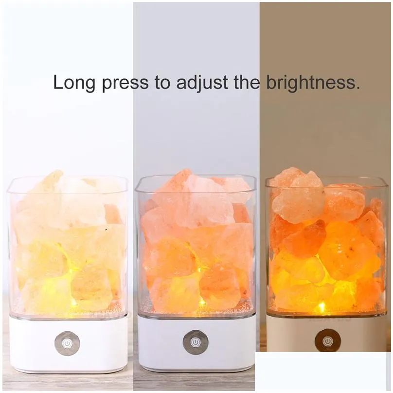 usb crystal light natural himalayan salt lamp air purifier mood creator indoor warm light table lamp bedroom lava led lamp6552666