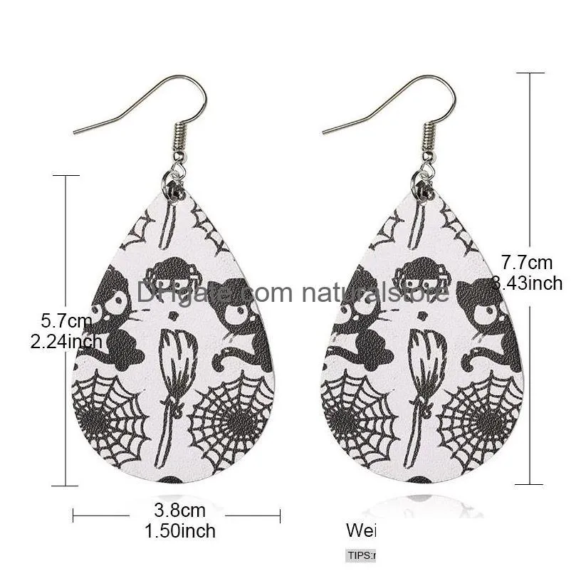 Dangle & Chandelier Halloween Punk Double Sided Leather Dangle Earrings For Women Skeleton Hyperbolic Drop Earring Party Fashion Jewe Dhaf7