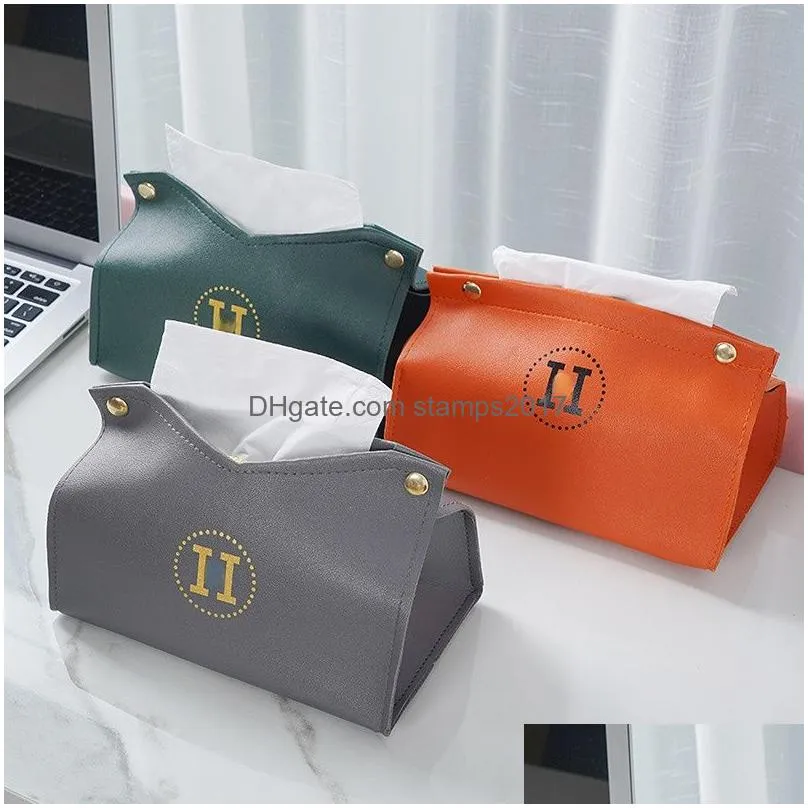 leather tissue box paper extraction box living room home creative tissue boxs car desktop tissue boxs pu leather