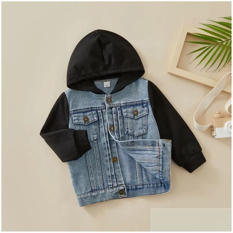 Coat 2023 Children Jackets Coat Autumn Winter Boy Suit Girl Clothes Baby Denim Hooded Outwear Outfits Toddler Kids Clothing Drop Deliv Dhgsc