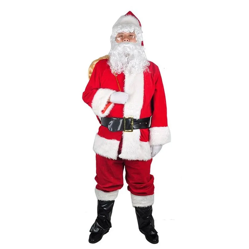 Christmas Decorations A Fl Set Of Christmas Santa Claus Costumes Hat For Adts Blue Red Clothes Costume Suit Drop Delivery Home Garden Dh0Ro