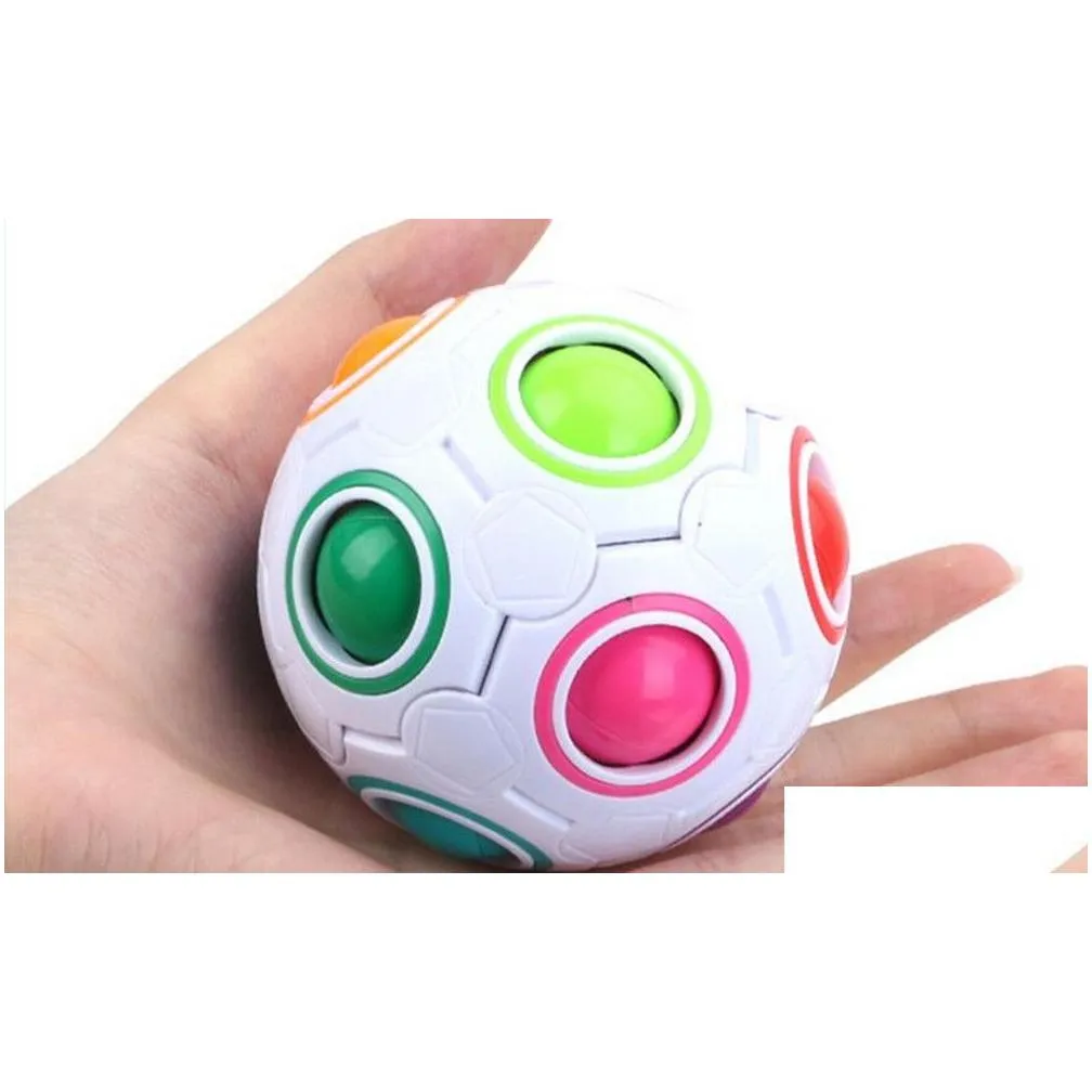 Decompression Toy Fidget Toy Adt Rainbow Ball Decompression Rotating Spinner Puzzle Round Twee Hole Mixed Color Magic For Children Chr Dhpa2